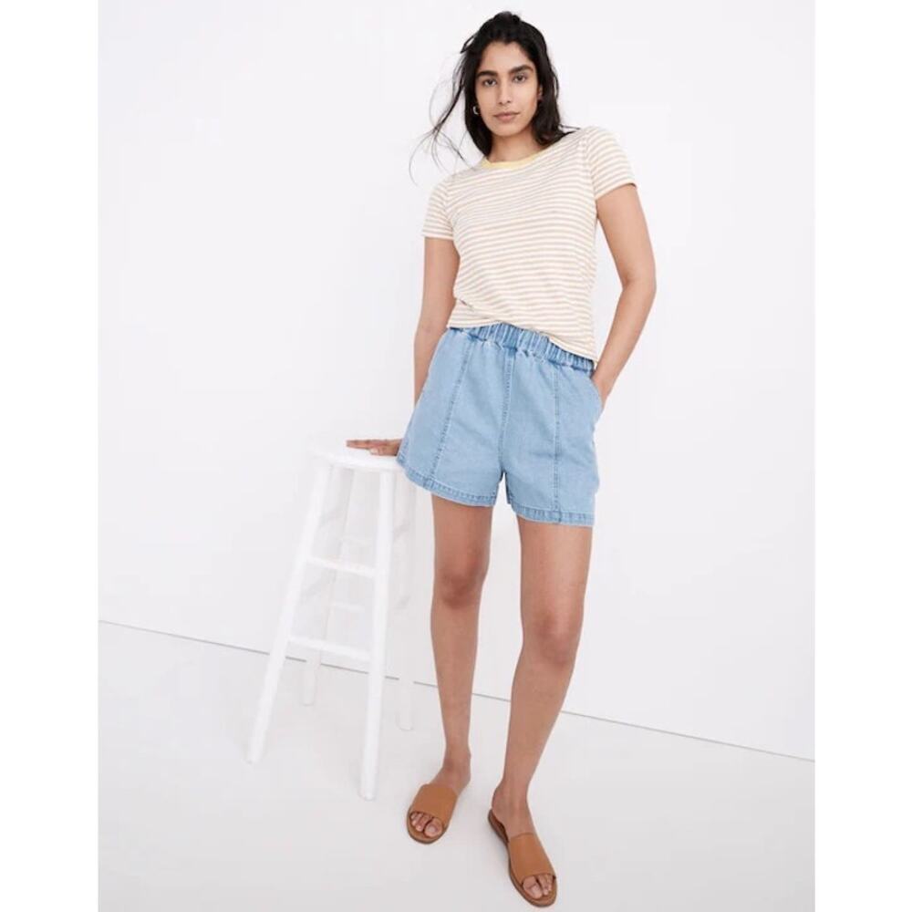 Madewell Denim Easy Pull-On Shorts in Rathmore Wash Preppy Summer Sz XS Pockets